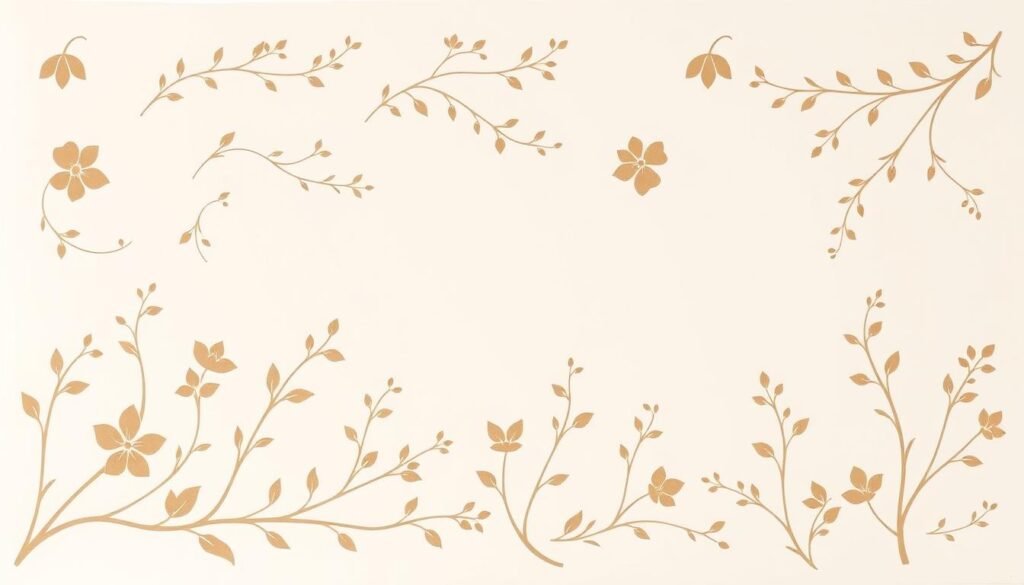 A delicate array of floral stencil designs, featuring intricate petals and vines that gracefully adorn a crisp, off-white background. The foreground showcases an assortment of stylized botanical motifs, with a focus on soft, organic curves and negative space. In the middle ground, the stencil patterns create a harmonious, repeating pattern that suggests their potential application on various surfaces, such as tote bags or accessories. The overall lighting is soft and diffused, evoking a serene, handcrafted aesthetic that would complement a DIY arts and crafts project. The composition is well-balanced, with the floral elements arranged in a visually appealing and natural-looking layout.