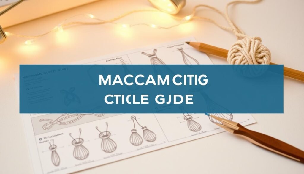 A neatly organized macrame cutting guide, showcasing a detailed layout of various macrame knots and patterns. The guide is presented on a clean, minimalist background, with a soft, warm lighting creating a cozy, inviting atmosphere. The layout features clear, precise measurements and dimensions, allowing for easy reference and replication. The guide is presented from a slightly elevated, angled perspective, providing a comprehensive view of the design elements. The overall impression is one of a well-crafted, informative resource that would serve as an invaluable tool for any beginner or experienced macrame enthusiast.