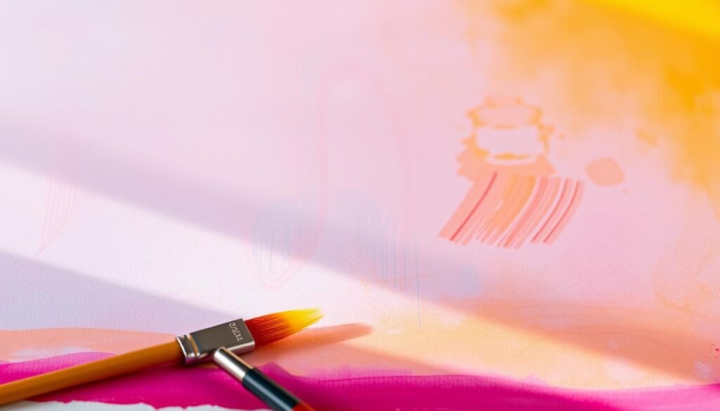 A serene canvas backdrop showcases the artful blending of vibrant hues. In the foreground, paintbrushes deftly glide across the surface, seamlessly merging colors to create a gradient effect. The middle ground features various blending techniques, from soft, feathered edges to crisp, defined lines. Subtle lighting casts a warm, natural glow, accentuating the textural details of the paint. The overall composition evokes a sense of tranquility and mastery, inviting the viewer to explore the nuanced possibilities of blending and smoothing one's artistic expression.