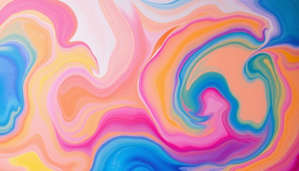 A vibrant acrylic painting background showcasing the beauty of blending techniques. The canvas is filled with a mesmerizing display of color gradients, from soft pastel hues to rich, bold tones. Layers of paint are expertly blended, creating a sense of depth and movement, as if the colors are dancing across the surface. The lighting is natural and diffused, casting a warm, inviting glow that enhances the textural quality of the paint. The composition is balanced, with a harmonious arrangement of shapes and brushstrokes that draw the viewer's eye inwards, inviting them to explore the intricate details of the painting. This image perfectly captures the essence of creating impactful backgrounds through the mastery of acrylic blending techniques.