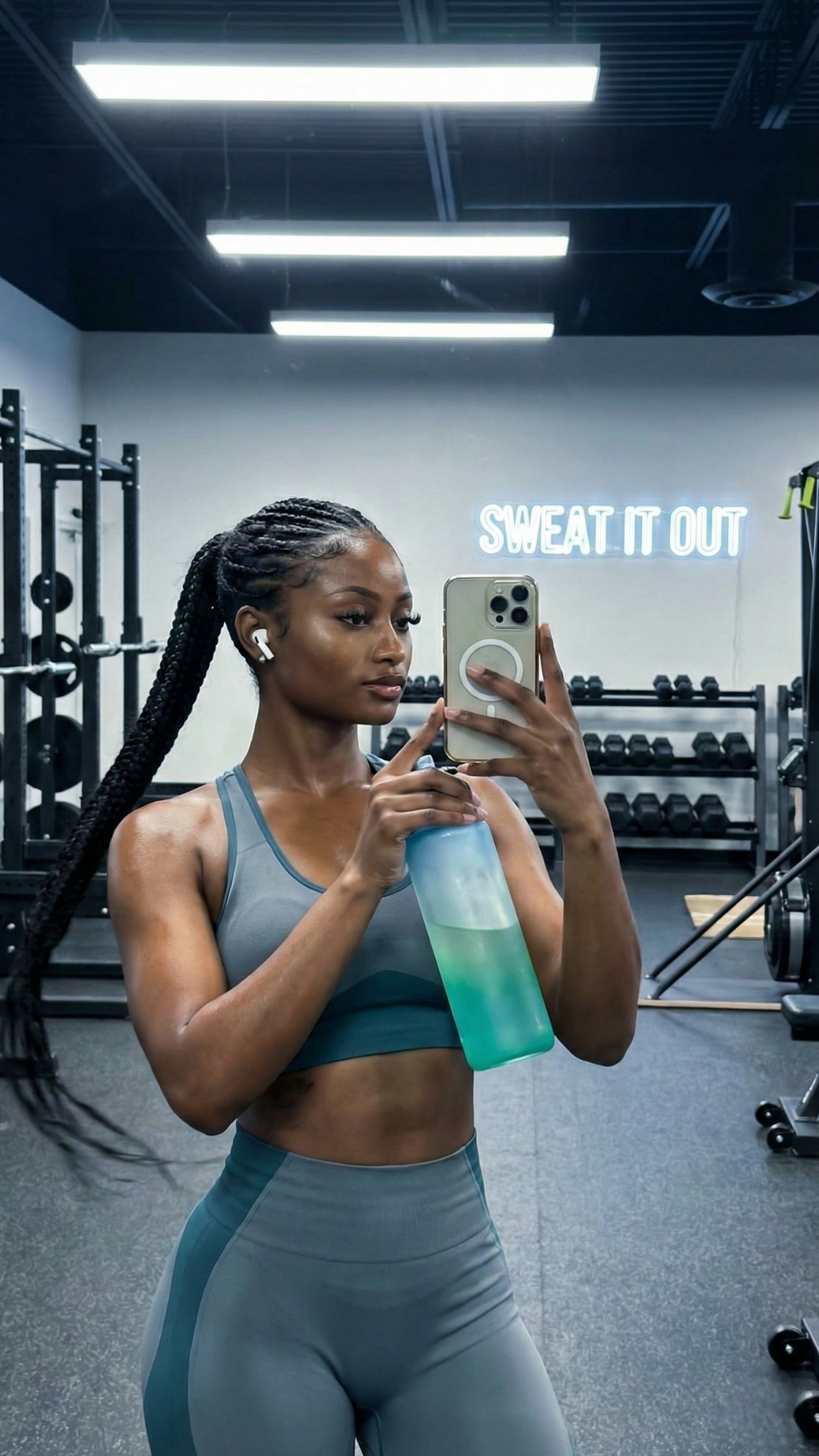 Cozy loungewear set — folded soft lounge top and matching pants photographed on a bed with fuzzy socks and a candle.
