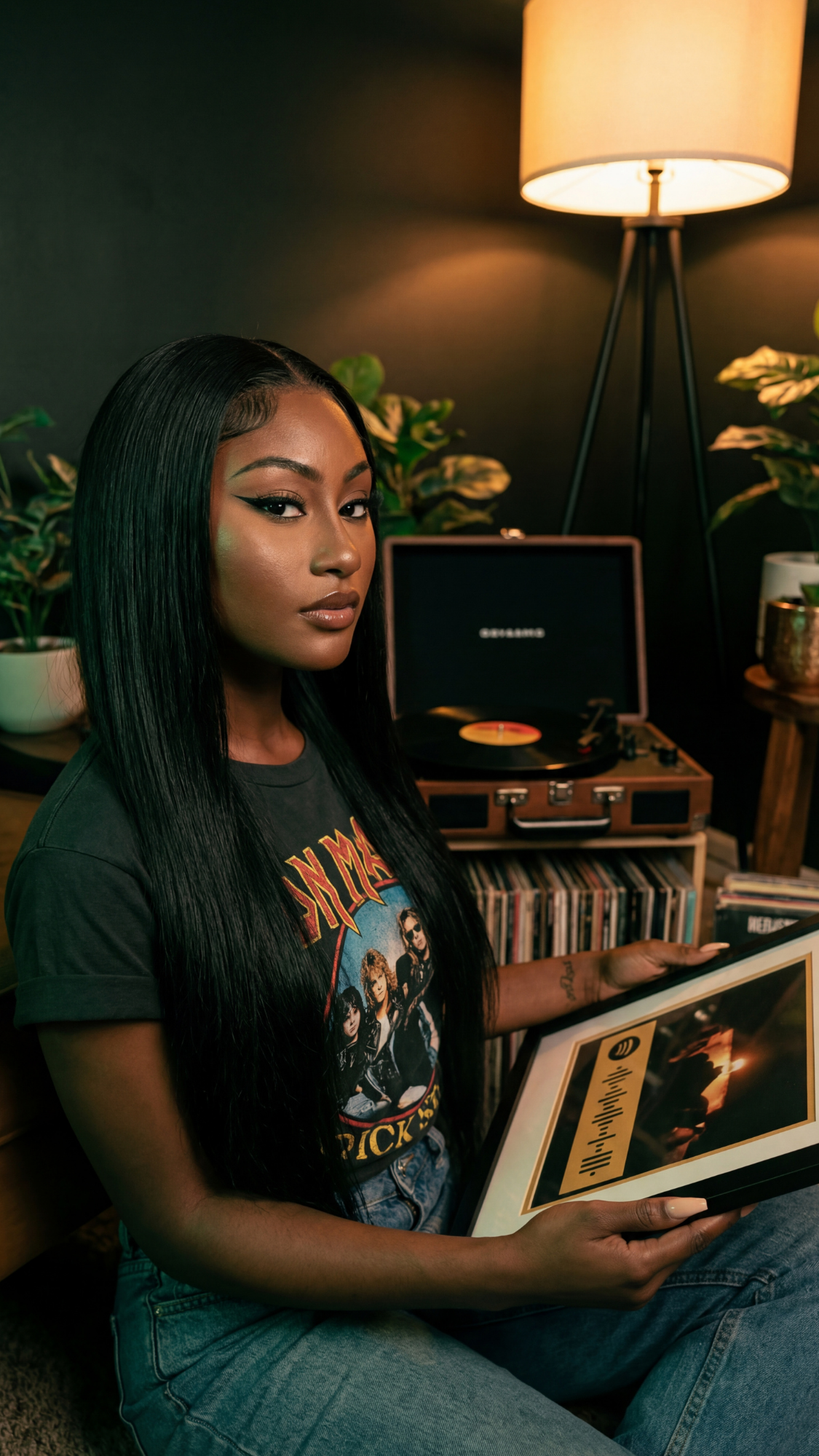 Custom Spotify code or lyric art — framed print showing a Spotify code and lyric snippet displayed on a wall.
