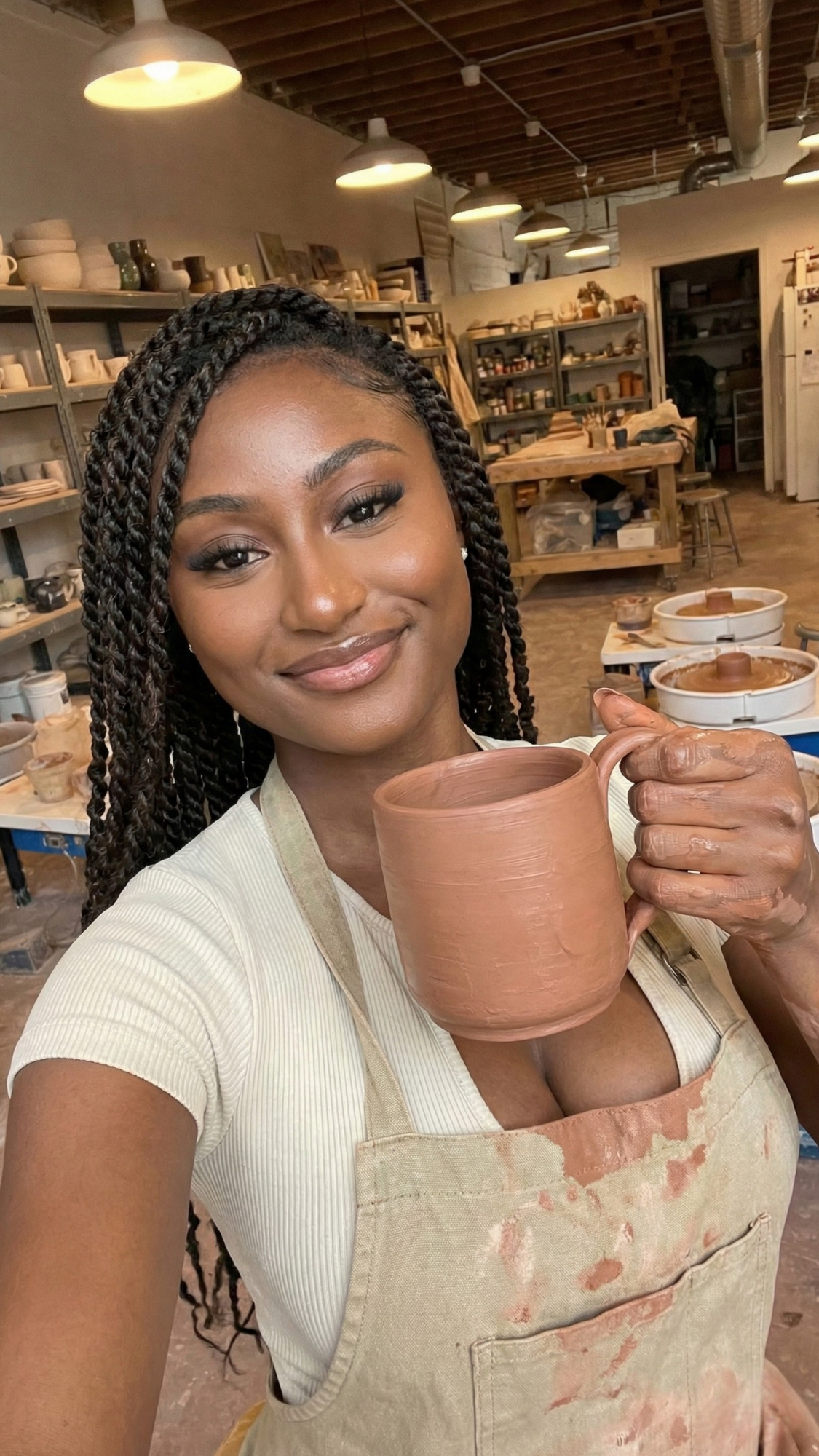 Pottery / candle / art class night voucher — a printed voucher tucked beside a paintbrush and small clay pot, styled to suggest a creative class night.
