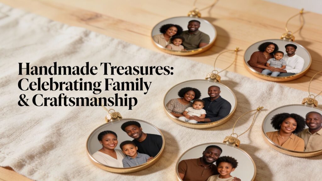 A group of ornaments with a family photo makes for heartfelt gifts, capturing cherished memories in every detail.